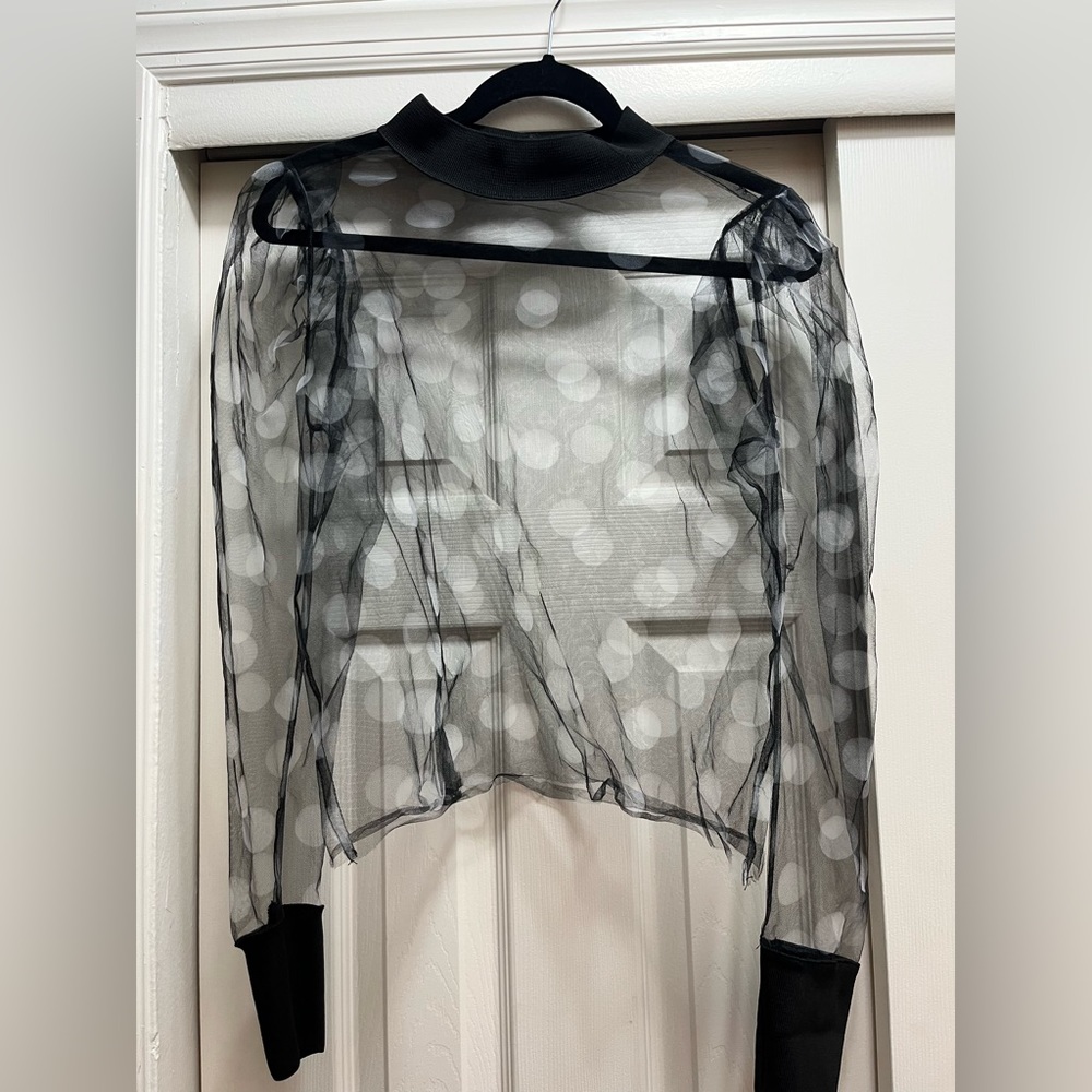 sheer polka dot Mango top